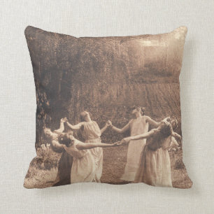 Circle Of Witches Vintage Women Dancing Cushion