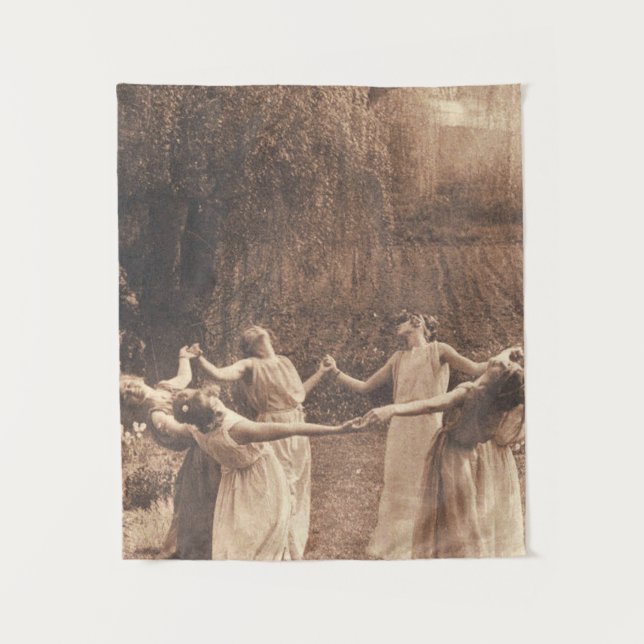 Circle Of Witches Vintage Women Dancing Tapestry (Front)