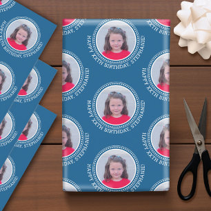 Circle One Photo Happy Birthday Greeting - Colours Wrapping Paper Sheet