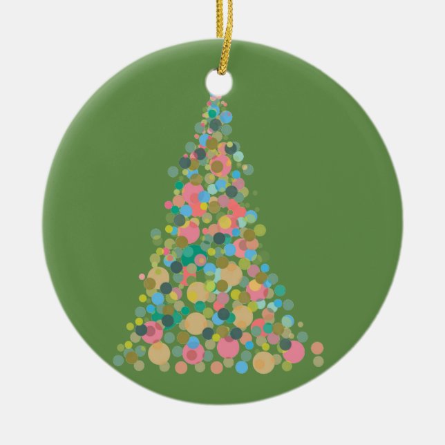 Circle Ornament Holiday tree - abstract dot art (Front)