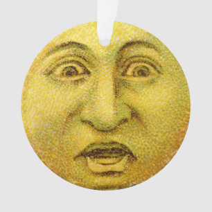 Circle Ornament - Yellow Vintage Moon Man