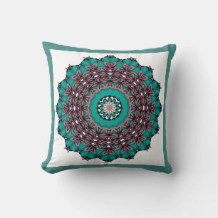 Circle ornamental abstract mandala decoration prin cushion
