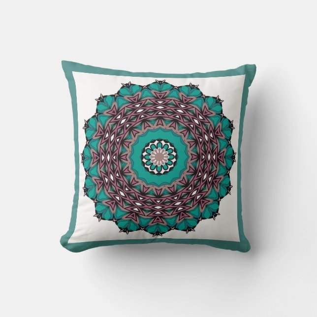 Circle ornamental abstract mandala decoration prin cushion (Front)