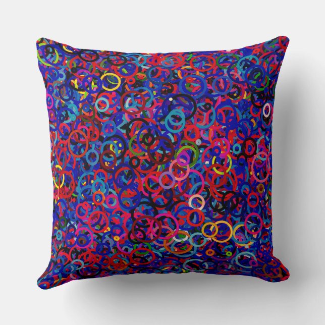 Circle Party- Blue Mixed Colors Dark Cushion (Back)