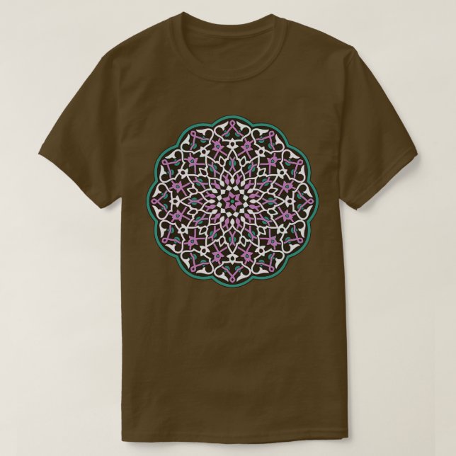 Circle Pattern Vector Art Green Magenta Pink White T-Shirt (Design Front)