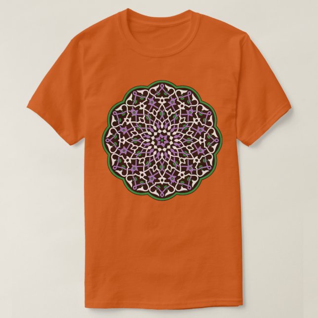 Circle Pattern Vector Art Green Violet White T-Shirt (Design Front)
