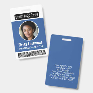 Circle Photo Custom Employee Bar Code, Logo, Name ID Badge