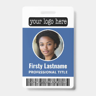 Circle Photo Custom Employee Bar Code, Logo, Name ID Badge
