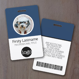 Circle Photo Custom Employee Bar Code, Logo, Name ID Badge