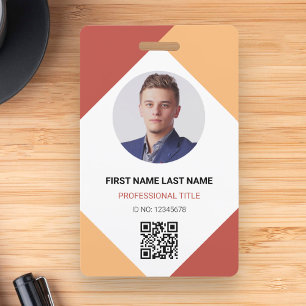 Circle Photo Logo QR Code Custom Employee ID Card Badge