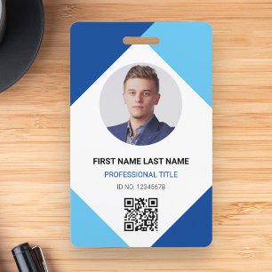 Circle Photo Logo QR Code Custom Employee ID Card Badge