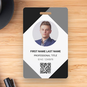 Circle Photo Logo QR Code Custom Employee ID Card Badge