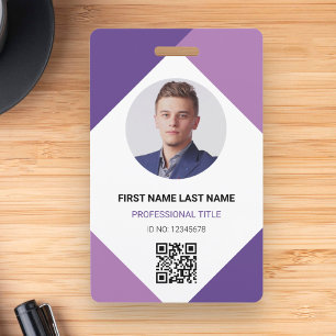 Circle Photo Logo QR Code Custom Employee ID Card ID Badge