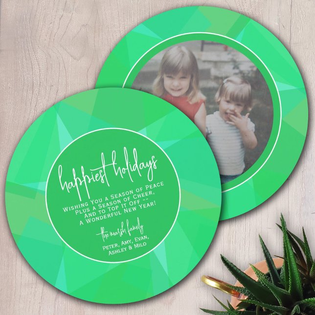 Circle Photo Modern Transparent Green - Happiest Holiday Card (Creator Uploaded)