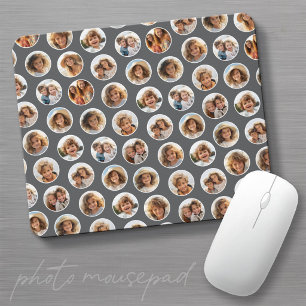 Circle Photo Pattern - 12 Pictures - grey Mouse Mat