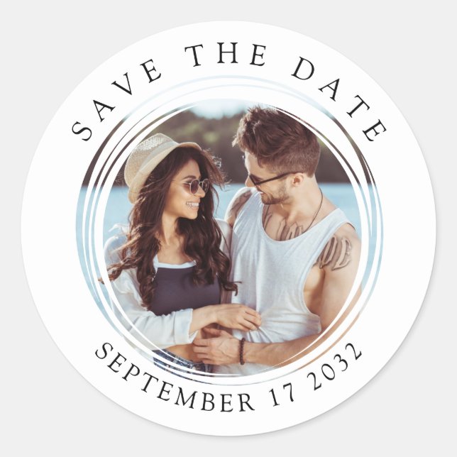 Circle Photo Save The Date Envelope Seal (Front)
