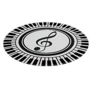Circle Piano Keys and Treble Clef Cutting Board