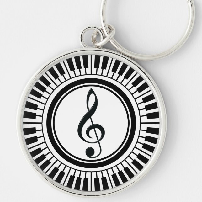 Circle Piano Keys and Treble Clef Key Ring (Front)