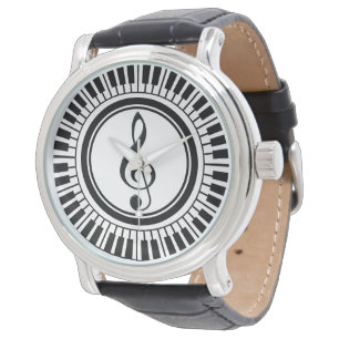 Circle Piano Keys and Treble Clef Watch