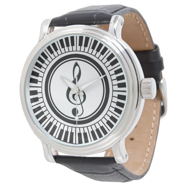 Circle Piano Keys and Treble Clef Watch (Angled)
