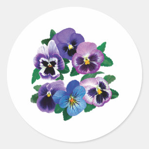 Circle Purple Pansies Classic Round Sticker