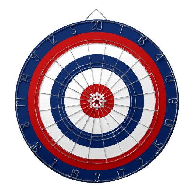 Circle Red White Blue Rudder Stripes Dartboard (Front)