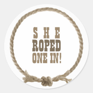 Circle rope western design classic round sticker