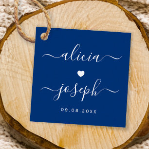 Circle Scalloped Wedding or Shower Gift Tags, Blue Favour Tags