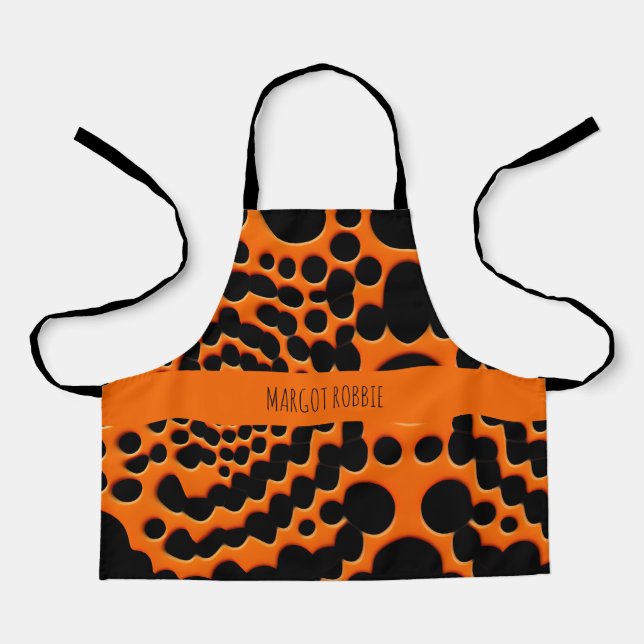Circle Shapes Orange Abstract Geometric Pattern Apron (Front)