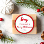Circle Soap Label, Christmas Holidays Red & Green Classic Round Sticker<br><div class="desc">Use these sweet round stickers to label bars of soap,  body wash or hand sanitizer this holiday season.  Makes a great teacher or customer gift.</div>