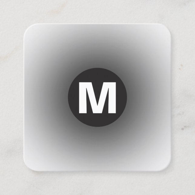 Circle Spot Monogram - Gradient - Black to White Square Business Card (Front)