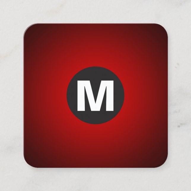 Circle Spot Monogram - Gradient - Red to Black Square Business Card (Front)