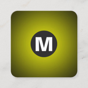 Circle Spot Monogram - Gradient - Yellow to Black Square Business Card