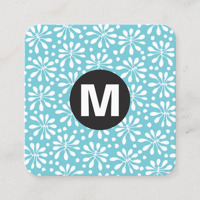 Circle Spot Monogram - Pattern 020818 Square Business Card (Front)