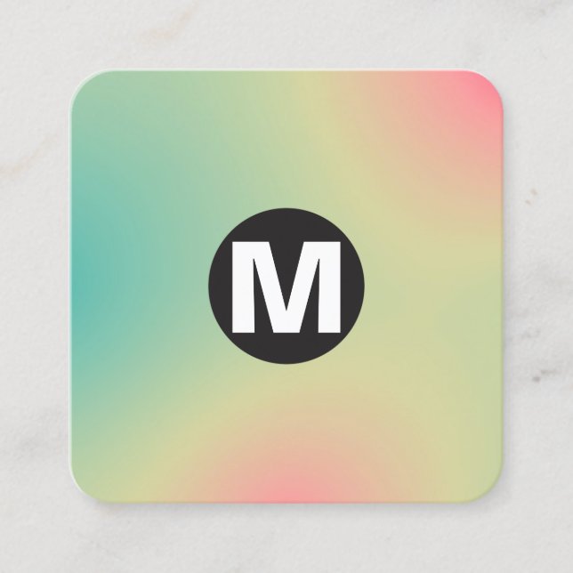 Circle Spot Monogram - Soft Gradients Square Busin Square Business Card (Front)