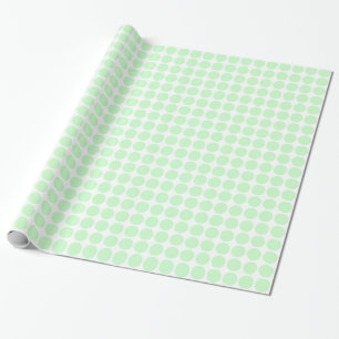 Circle Spots - Ghost Green on White Wrapping Paper