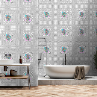 Circle Squares Pastel Floral Home Decor Wallpaper