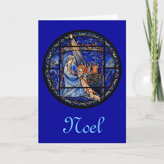 Circle Stained Glass Nativity Holiday Card (Front)