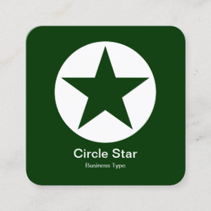 Circle Star - White on Dark Green Square Business Card