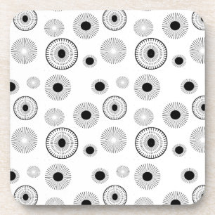 Circle Starburts Pattern- Black & White Coaster