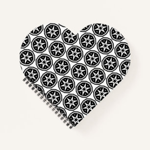 Circle Stars Black White pattern Notebook