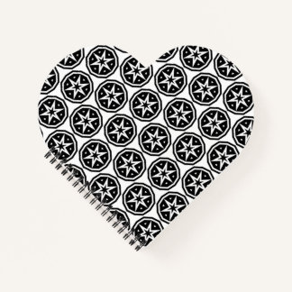 Circle Stars Black White pattern Notebook
