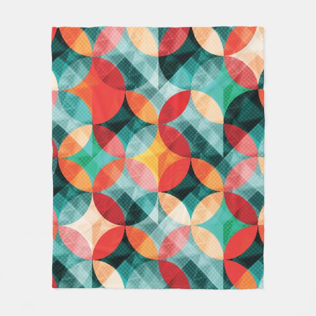 Circle Symphony: Colourful Abstract Vintage Fleece Blanket (Front)