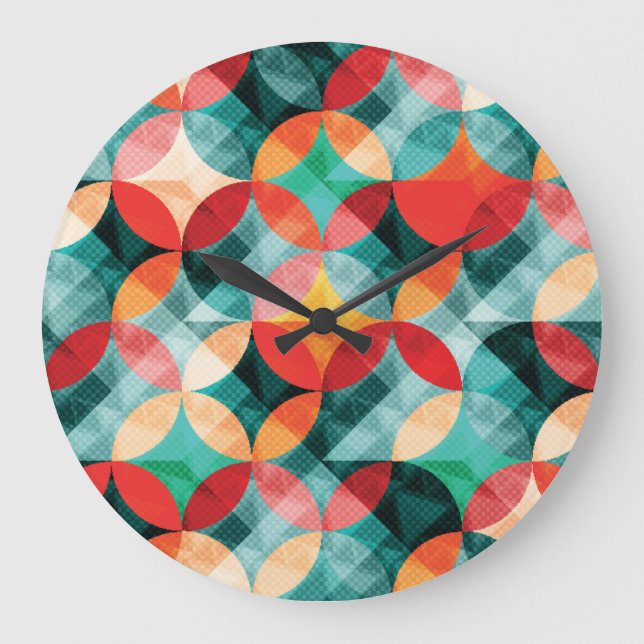Circle Symphony: Colourful Abstract Vintage Large Clock (Front)