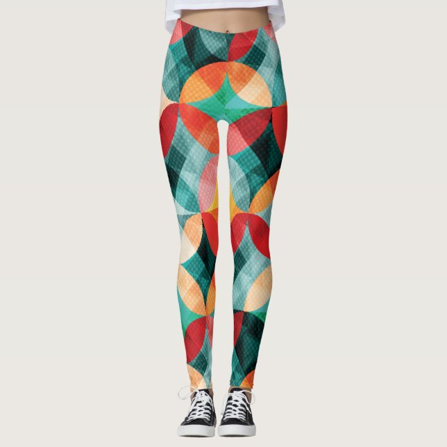 Circle Symphony: Colourful Abstract Vintage Leggings (Front)