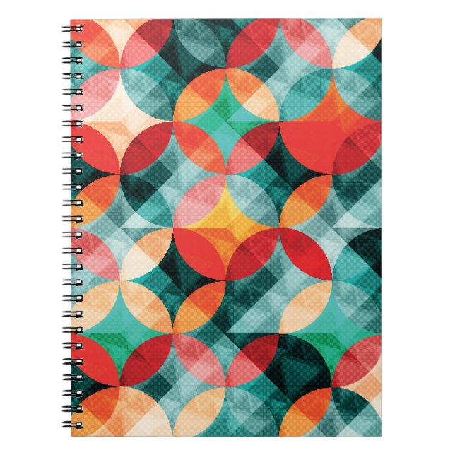 Circle Symphony: Colourful Abstract Vintage Notebook (Front)