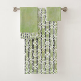 Circle Tiles & Stripes Pattern Bath Towel Set