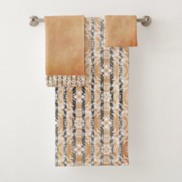 Circle Tiles & Stripes Pattern Bath Towel Set