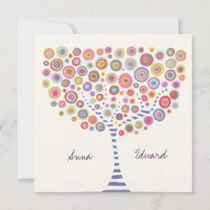 Circle Tree Retro Custom Wedding Invitation