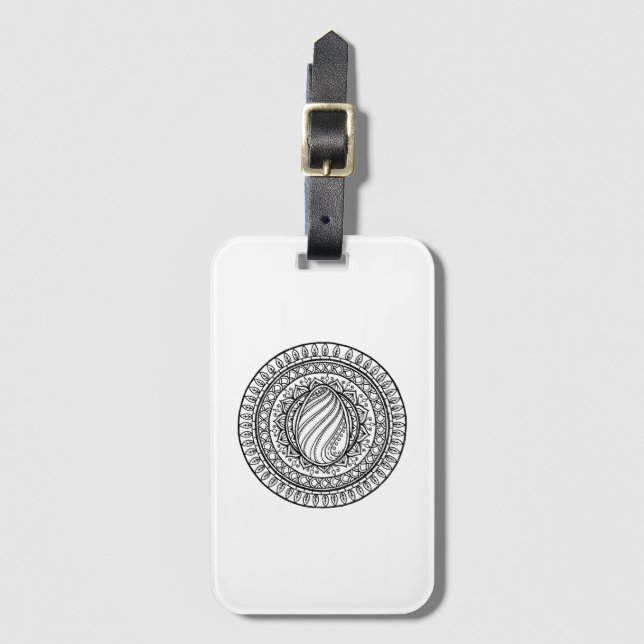 Circle Tribal Doodle Luggage Tag (Front Vertical)